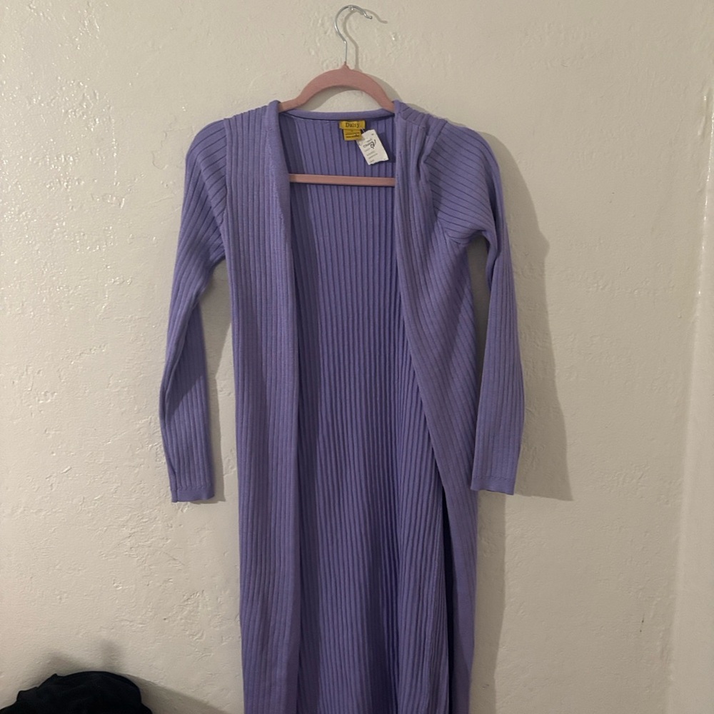 Daisy Lavender Ribbed Cardigan - Picture 4 of 12